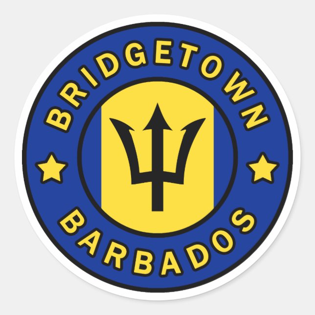 Pegatina Redonda Bridgetown Barbados (Anverso)