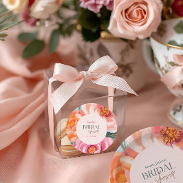 Pegatina Redonda bright and bold vibrant floral bridal shower