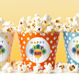 Pegatina Redonda Bright Festimes Happy Birday Balloons