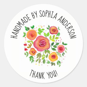 Pegatina Redonda Bright Flowers Floral Bouquet - ¡Gracias!