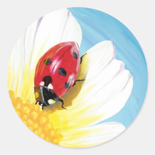 Pegatina Redonda Bright ladybug (Anverso)