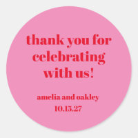 Bright Pink Red Retro Custom Wedding Gracias
