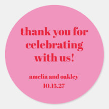 Bright Pink Red Retro Custom Wedding Gracias