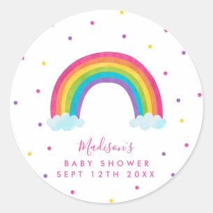 Pegatina Redonda Bright Rainbow Baby Shower