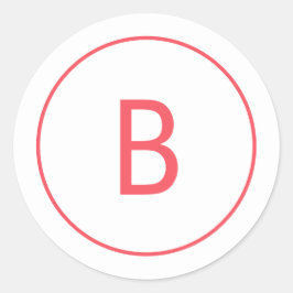 Pegatina Redonda Bright Red Simple Monogram Christmas Envelope