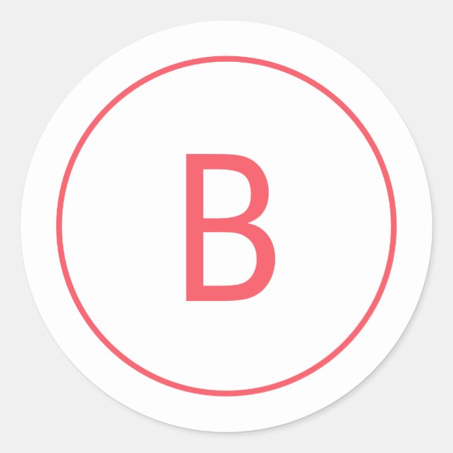 Pegatina Redonda Bright Red Simple Monogram Christmas Envelope (Anverso)