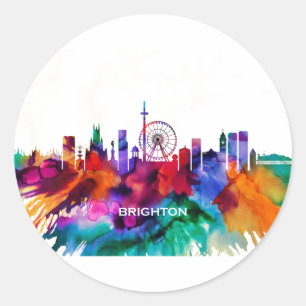 Pegatina Redonda Brighton Skyline