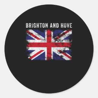 Pegatina Redonda Brighton Y Hove Bandera Británica Guay