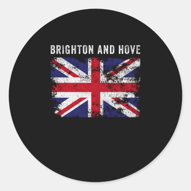 Pegatina Redonda Brighton Y Hove Bandera Británica Guay (Anverso)
