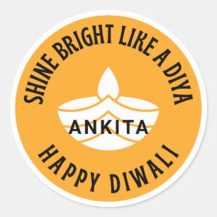 Pegatina Redonda Brilla brillante como un Diwali personalizable Diy