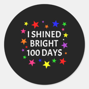 Pegatina Redonda Brillaba brillante estudiante de 100 días 100 días