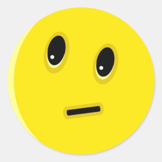 Pegatina Redonda Brillante Amarillo Feliz Cara Sonriente (Anverso)