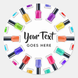 Pegatina Redonda Brillante arcoiris con uña Personalizado de salón