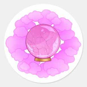 Pegatina Redonda Brillante Crystal Ball rosa Crystal