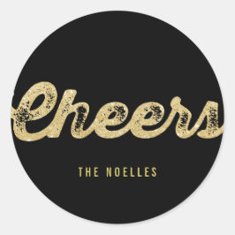 Pegatina Redonda Brillante Dorado Glitter Celebra Año Nuevo Fiesta