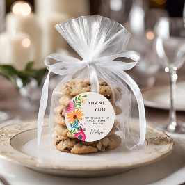 Pegatina Redonda Brillante Flor Silvestre Rosa