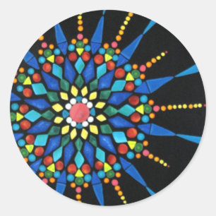 Pegatina Redonda Brillante mosaico Gemstone en pegatinas negros