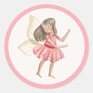 Pegatina Redonda Brillante Princesa Fairy Birday Party Favor