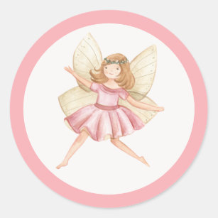 Pegatina Redonda Brillante Princesa Fairy Birday Party Favor