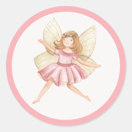 Pegatina Redonda Brillante Princesa Fairy Birday Party Favor