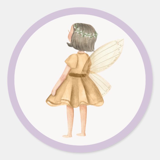 Pegatina Redonda Brillante Princesa Fairy Birday Party Favor (Anverso)