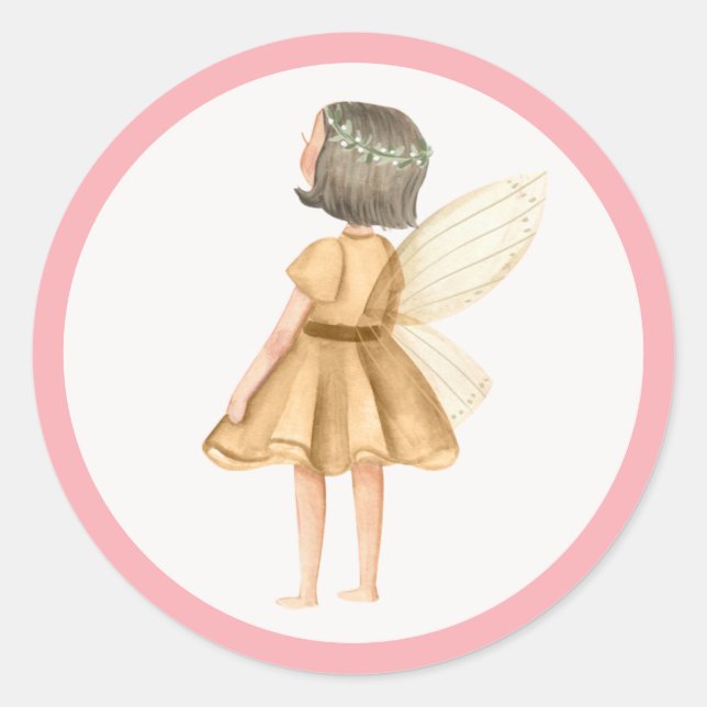 Pegatina Redonda Brillante Princesa Fairy Birday Party Favor (Anverso)