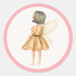 Pegatina Redonda Brillante Princesa Fairy Birday Party Favor