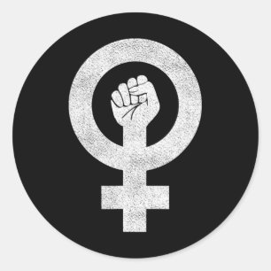 Pegatina Redonda Brillante Resista A La Primera Feminista - Igualda