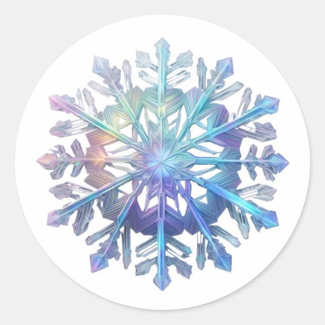 Pegatina Redonda Brillante Snowflake (Anverso)