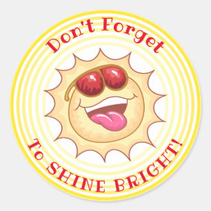 Pegatina Redonda Brillante Sonriente Sunshine