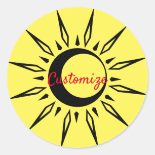 Pegatina Redonda Brillante Sun Crescent Moon Thunder_Cove