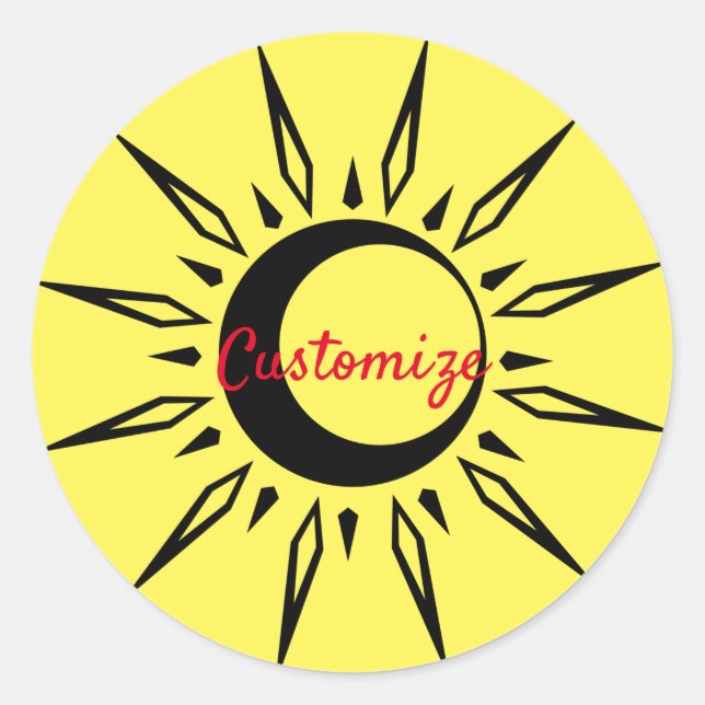 Pegatina Redonda Brillante Sun Crescent Moon Thunder_Cove (Anverso)