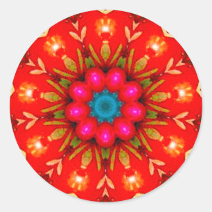 Pegatina Redonda Brillante Vintage Christmas Jelly Fractal