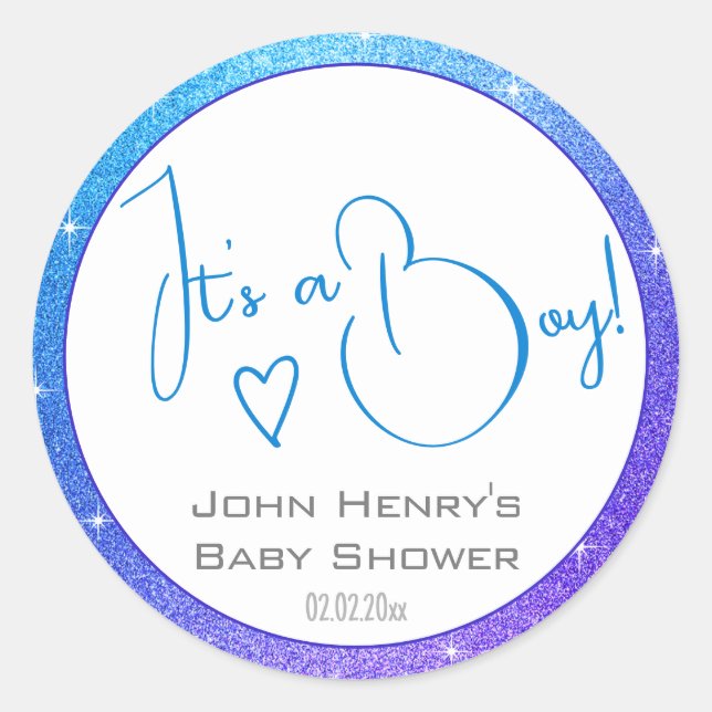 Pegatina Redonda Brillantes estrellas de Purpurina azul morado marc (Anverso)