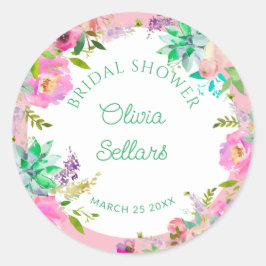 Pegatina Redonda Brilliant Fiesta Floral para Despedida de Soltera