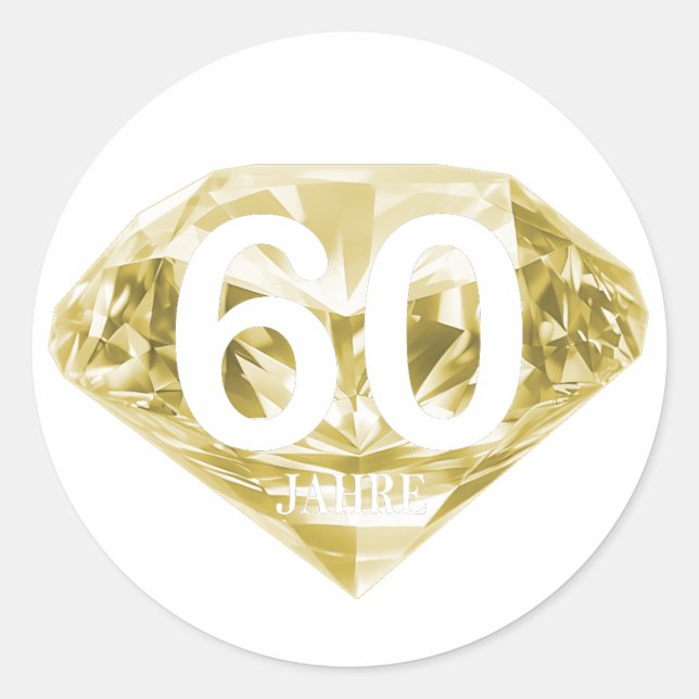 Pegatina Redonda Brilliante 60 Jahre - Diamantene Hochzeit          (Anverso)