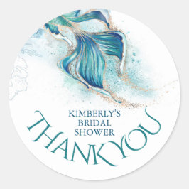 Pegatina Redonda Brillo de Cola de Sirena - Agradecimiento de Despe