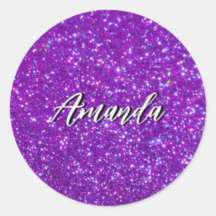 Pegatina Redonda Brillo Purpura Claro Chic Chispas
