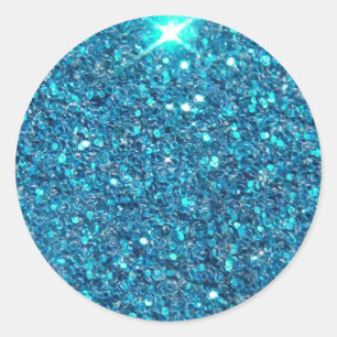 Pegatina Redonda Brillo Purpurina azul extravagante