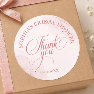 Pegatina Redonda Brindis de Boda Rose Gold Sparkle