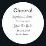 Pegatina Redonda Brindis guarda la fecha simple minimal moderno ele<br><div class="desc">diseño</div>