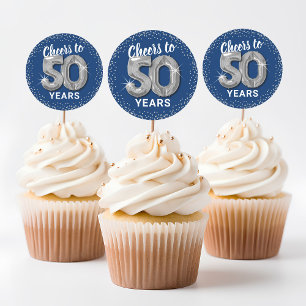 Pegatina Redonda Brindis por 50 años Cumpleaños adulto