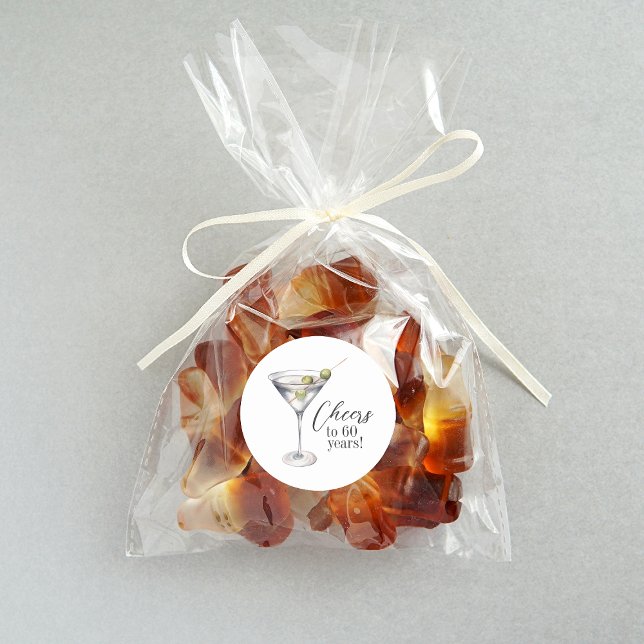 Pegatina Redonda Brindis por 60 años de cumpleaños de cóctel Martin (Subido por el creador)