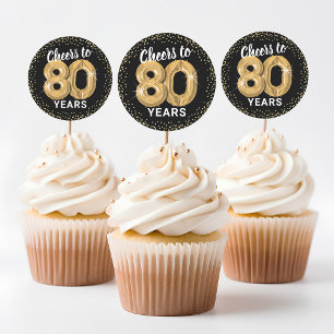 Pegatina Redonda Brindis por 80 años Cumpleaños de adulto