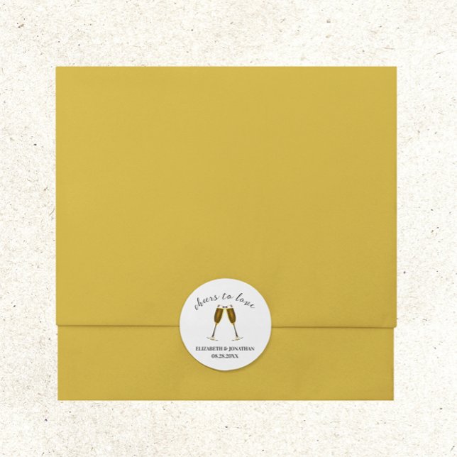 Pegatina Redonda Brindis Por Copas De Champán De Amor (Subido por el creador)