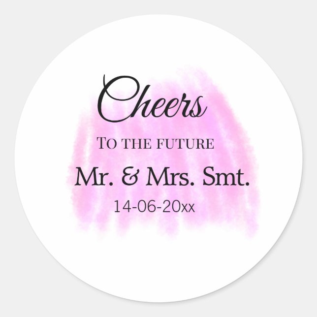Pegatina Redonda Brindis por el futuro agregar nombre de pareja fec (Anverso)