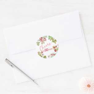 Pegatina Redonda Brindis por los 50 años de cumpleaños