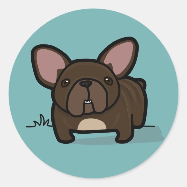 Pegatina Redonda Brindle Frenchie (Anverso)