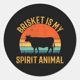 Pegatina Redonda Brisket es mi animal espiritual