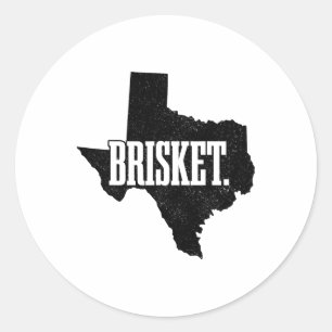 Pegatina Redonda Brisket Texas Bbq State Map Byrbecue Grill G